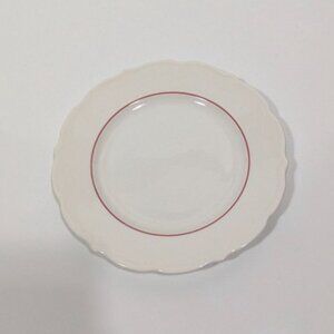 Syracuse China Dinner Plate Red Rim Scalloped Edges Vintage